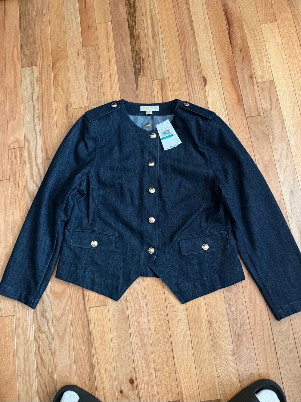 Michael Kors Navy Military-Inspired Button Blazer